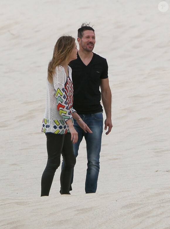 Exclusif - Le coach de l'Atlético Madrid Diego Simeone et sa compagne Carla Pereira en vacances à Saint-Barthelémy le 27 mai 2014.