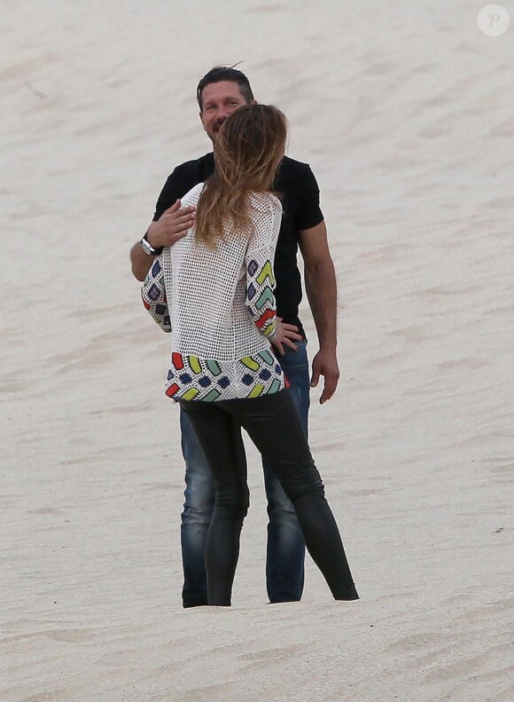 Exclusif - Le coach de l'Atlético Madrid Diego Simeone et sa compagne Carla Pereira en vacances à Saint-Barthelémy le 27 mai 2014.