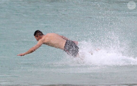 Exclusif - Le coach de l'Atlético Madrid Diego Simeone et sa compagne Carla Pereira en vacances à Saint-Barthelémy le 27 mai 2014.