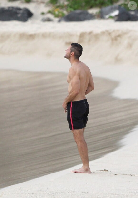 Exclusif - Le coach de l'Atlético Madrid Diego Simeone et sa compagne Carla Pereira en vacances à Saint-Barthelémy le 27 mai 2014.
