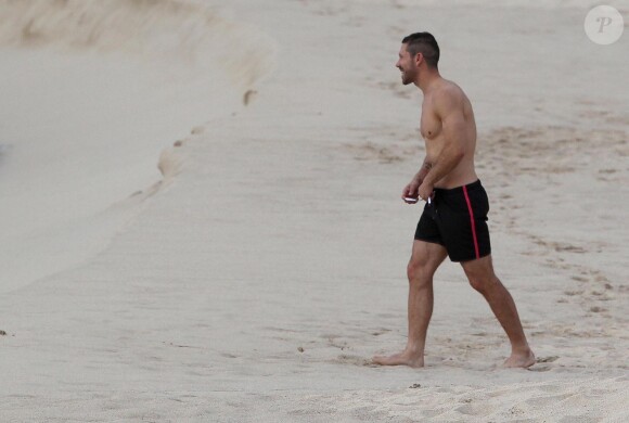 Exclusif - Le coach de l'Atlético Madrid Diego Simeone et sa compagne Carla Pereira en vacances à Saint-Barthelémy le 27 mai 2014.