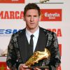 Lionel Messi, le footballeur argentin, a reçu le Soulier d'or à Barcelone le 20 novembre 2013 