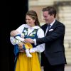 La princesse Madeleine de Suède, son mari Chris O'Neill et leur fille Leonore accueillent le public au Royal Castle à l'occasion de la fête nationale en Suède, le 6 juin 2014.06/06/2014 - Stockholm