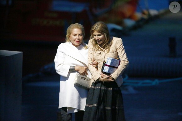 Exclusif - Eva O'Neill et sa fille Natascha Abensperg und Traun arrivent le 7 juin 2014 pour une soirée à bord du M/S Victorina III à la veille du baptême de la princesse Leonore à Stockholm en Suède le 7 juin 2014.