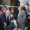 Abel Ferrara, Gérard Depardieu et Jacqueline Bisset sur le tournage du film Welcome to New York à New York, le 25 avril 2013.
