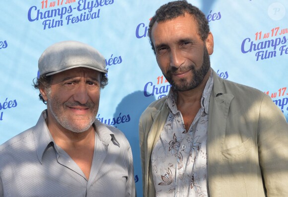 Exclusif - Karim Belkhadra et Zinedine Soualem - Personnalités sur la terrasse du Publicis dans le cadre du 3e Champs-Elysées Film Festival à Paris, le 14 juin 2014.
