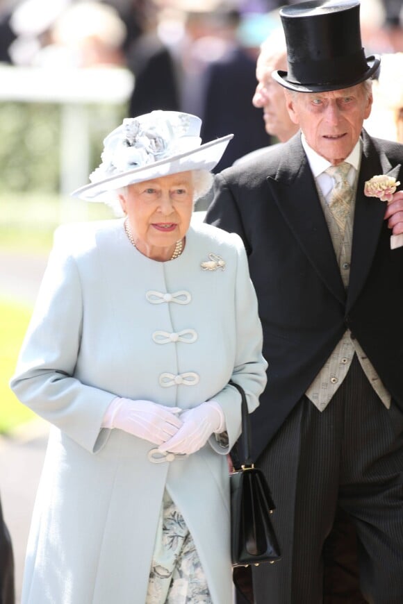 La reine Elizabeth II et le duc d'Edimbourg au premier jour du Royal Ascot, le 17 juin 2014