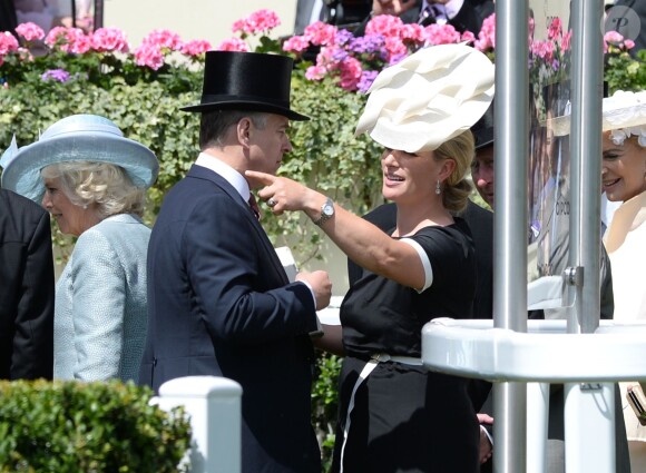 Zara Phillips avec son oncle le prince Andrew au premier jour du Royal Ascot, le 17 juin 2014