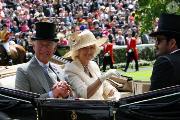 Le prince Charles et Camilla Parker Bowles, la duchesse de Cornouailles - La famille royale d'Angleterre au 2e jour de la course hippique "Royal Ascot", le 18 juin 2014. La famille a ensuite participé à la "Eton Tea Party".