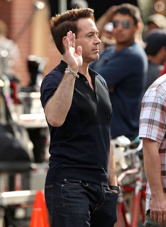 Robert Downey Jr. sur le tournage du film "The Judge" à Shelburne Falls, le 5 juin 2013.