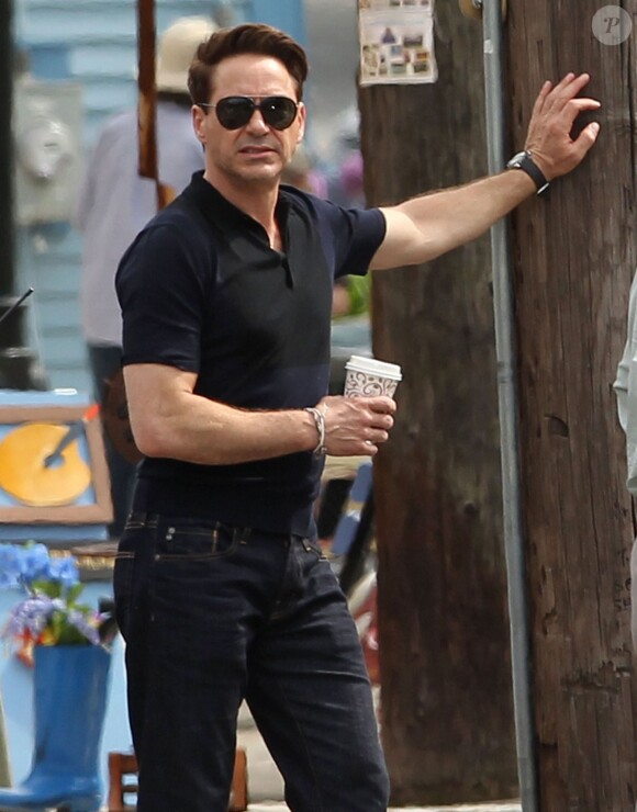 Robert Downey Jr. sur le tournage du film "The Judge" à Shelburne Falls, le 5 juin 2013. 