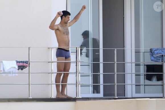 Novak Djokovic était en slip le 10 juin 2014 sur l'île d'Ibiza pour célébrer son enterrement de vie de garçon avec ses amis