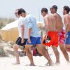 Novak Djokovic sur l'île de Formentera le 12 juin 2014, lors de son enterrement de vie de garçon avec ses amis