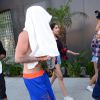 Justin Bieber, repéré torse nu à Los Angeles, après un match de basket, le 19 juin 2014.