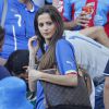 Jessica Immobile, l'épouse de Ciro Immobile dans les tribunes après le match perdu par l'Italie face à l'Uruguay, à l'Estadio das Dunas au Natal, le 24 juin 2014