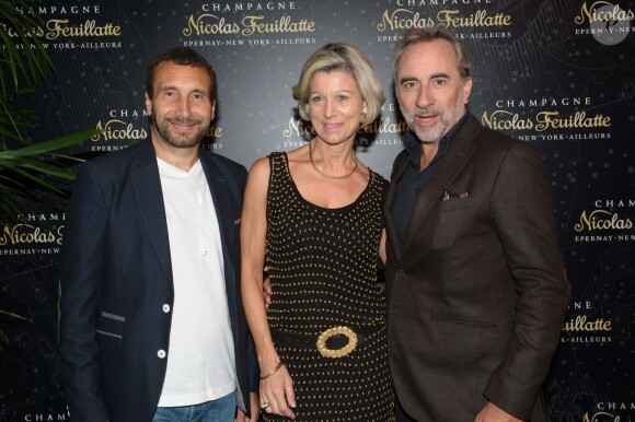 Exclusif - Véronique Blin (présidente) entre Zinedine Soualem et Antoine Duléry lors de la soirée Nicolas Feuillatte au Yoyo - Palais de Tokyo à Paris, le 26 juin 2014.