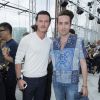 Luke Evans et Nick Grimshaw au Parc André Citroën pour le défilé homme Louis Vuitton printemps-été 2015. Paris, le 26 juin 2014.