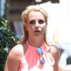 Exclusif - Britney Spears achète des fleurs en compagnie de son garde du corps à Los Angeles, le 24 juin 2014.