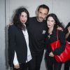 Riccardo Tisci, Katia et Marielle Labèque - Défilé Givenchy homme collection printemps-été 2015 à la Halle Freyssinet à Paris, le 27 juin 2014.