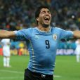  Luis Suarez, heureux lors de la victoire de l'Uruguay sur l'Angleterre le 19 juin 2014 &agrave; S&atilde;o Paulo 