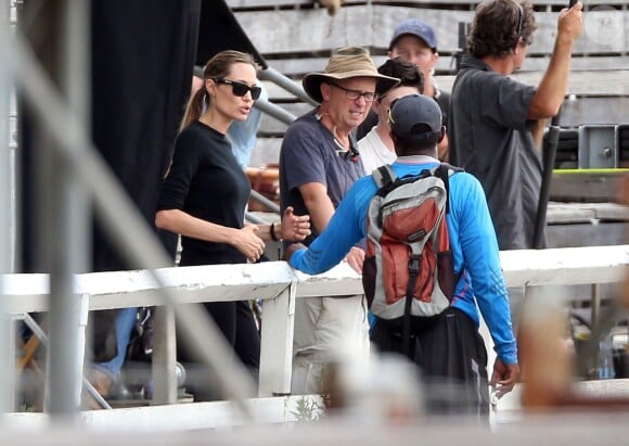 Angelina Jolie lors du tournage du film Unbroken en Australie le 9 décembre 2013