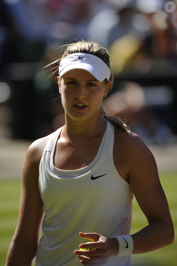 Eugenie Bouchard lors de sa victoire en demi-finale de Wimbledon sur Simona Halep, le 3 juillet 2014