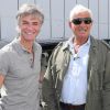 Exclusif : Jean-Paul Belmondo et Cyril Viguier arrivent pour le tournage du documentaire Belmondo par Belmondo aux studios de la Victorine à Nice le 3 juin 2014.