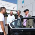 Paul Belmondo, Charles Gérard, Cyril Viguier et Jean-Paul Belmondo arrivent au studio de la Victorine à Nice.