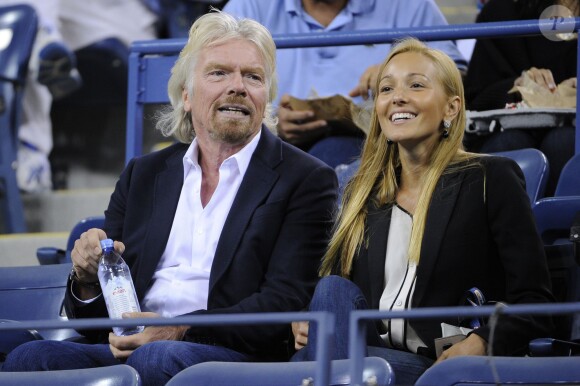 Sir Richard Branson et Jelena Ristic à l'US Open à Flushing Meadows, à New York le 5 septembre 2013