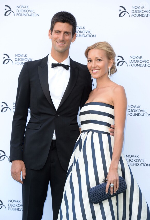 Novak Djokovic et sa belle Jelena Ristic à la Fondation Novak Djokovic à la Camden Roundhouse de Londres, le 8 juillet 2013