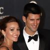 Novak Djokovic et sa fiancée Jelena Ristic lors des Laureus World Sports Awards au Central Hall Westminster, à Londres, le 6 février 2012