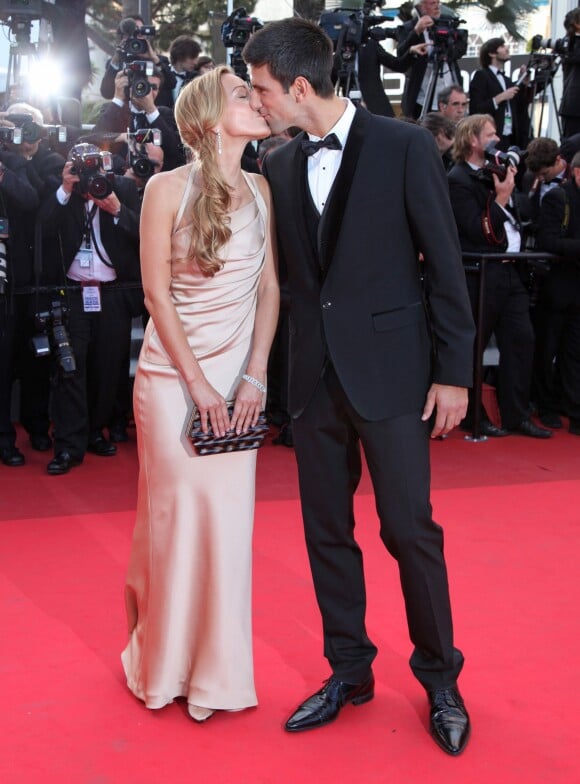 Novak Djokovich et Jelena Ristic sur le tapis rouge du Festival de Cannes, le 17 mai 2011