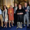 Pierre Perret a reçu la médaille de Commandeur de l'Ordre des Arts et des Lettres des mains de la ministre de la Culture Aurélie Filippetti; devant sa femme Rebecca, à Paris, le 9 juillet 2014.