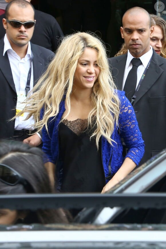 Shakira à Rio de Janeiro, le 12 juillet 2014. La chanteuse s'est rendue au Brésil pour se produire lors de la cérémonie de clôture de la Coupe du monde de football.