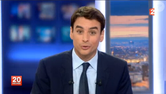 Julian Bugier présente le journal de 20 heures de France 2, le lundi 14 juillet 2014.
