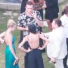 Exclusif - Jason Segel et Jonah Hill au mariage de Behati Prinsloo et Adam Levine à la Flora Farm à Los Cabos, le 19 juillet 2014.