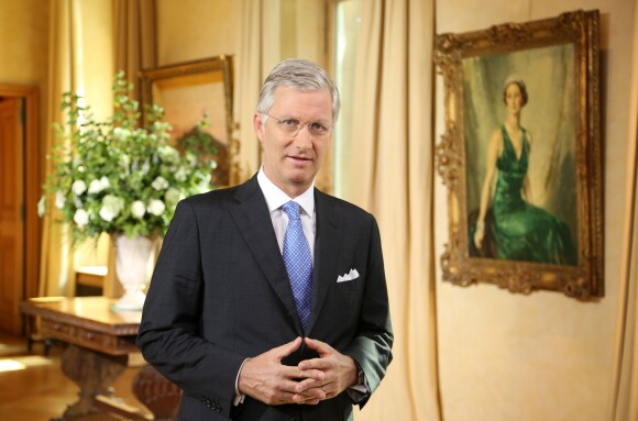 Le roi Philippe de Belgique lors de son premier discours de la Fête nationale, diffusé le 20 juillet 2014