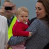 Le prince George de Cambridge boudeur pour la fin de son séjour en Australie, à Canberra le 25 avril 2014. Le fils du prince William et de Kate Middleton a eu 1 an le 22 juillet 2014.