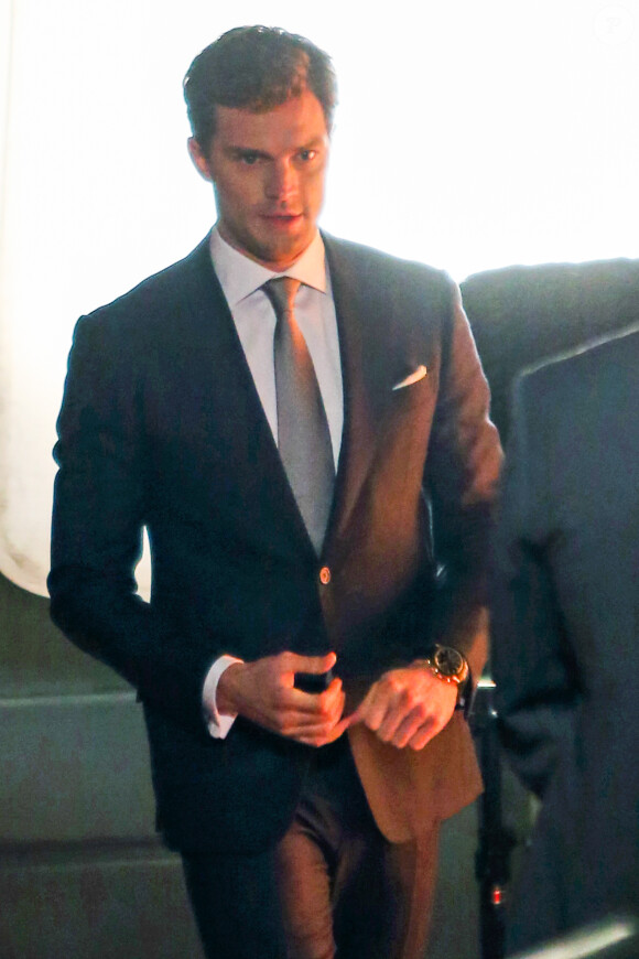 Jamie Dornan sur le tournage de Fifty Shades of Grey à Vancouver le 17 janvier 2014.