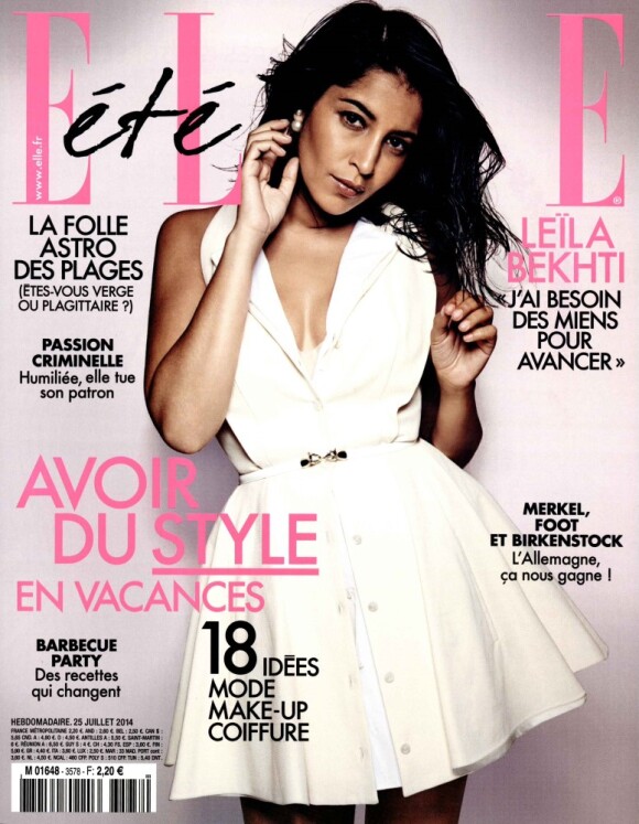 Couverture du magazine ELLE en kiosques le 25 juillet 2014 avec Leïla Bekhti