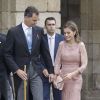 Le roi Felipe VI et la reine Letizia d'Espagne se sont rendus à Saint-Jacques de Compostelle le 25 juillet 2014 pour célébrer l'offrande nationale à l'apôtre Saint Jacques, tradition remontant au XVIIe siècle.