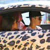 Exclusif - Justin Bieber en compagnie de Yovanna Ventura à bord d'une Audi R8 au motif panthère dans les rues de Los Angeles. Le 9 juillet 2014.
