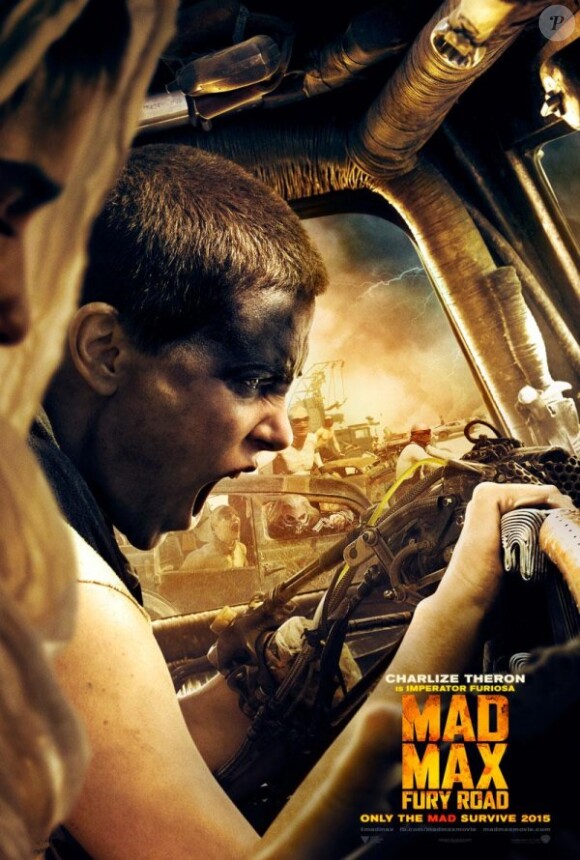 Charlize Theron dans une affiche-personnage de Mad Max : Fury Road.