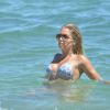 Exclusif - Sylvie Meis (ex-Van der Vaart), craquante en bikini, s'éclate sur une plage de Saint-Tropez. Le 30 juillet 2014.