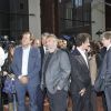 Christophe Lambert, Tarak Ne, Ammar, Luc Besson et Jack Lang lors de la conférence de presse de l'inauguration de la Cité du cinéma à Saint-Denis le 21 septembre 2012