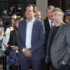Christophe Lambert et Luc Besson lors de la conférence de presse de l'inauguration de la Cité du cinéma à Saint-Denis le 21 septembre 2012