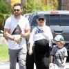 Exclusif - Christina Aguilera, très enceinte avec son fiancé Matthew Rutler et son fils Max à Studio City, le 12 juillet 2014.