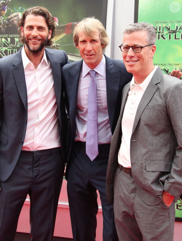 Andrew Form, Michael Bay, Bradley Fuller - Première du film "Teenage Mutant Ninja Turtles" à Westwood, le 3 août 2014.