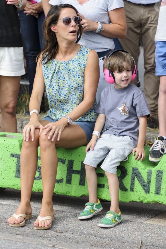 La princesse Marie et le prince Henrik, 5 ans, ont suivi (ici, le 2 août 2014) les exploits du prince Joachim de Danemark lors du Grand Prix historique de Copenhague 2014, qu'il a remporté avec Tom Kristensen le 3 août.