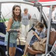 Marie de Danemark et son fils le prince Henrik, 5 ans, le 2 août 2014 au Grand Prix historique de Copenhague, que le prince Joachim de Danemark a remporté avec Tom Kristensen le 3 août.